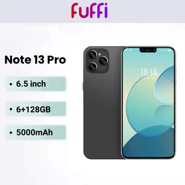 FUFFI-Note 13 Pro,Smartphone Android,6.5 inch,6+128GB ROM,8+21MP,Mobile phone,5000mAh Battrey,Google Play Store,Cellphones