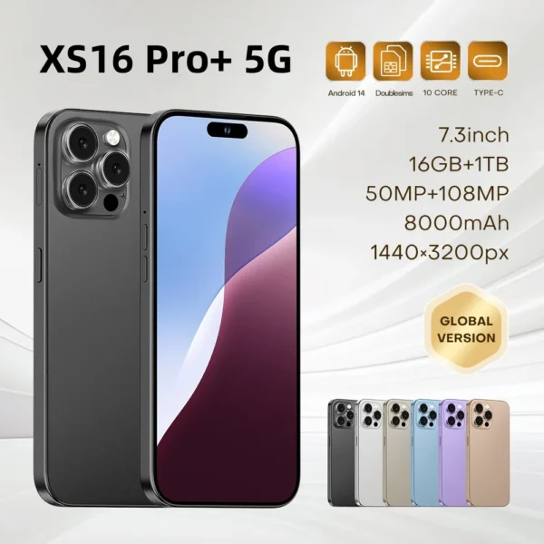 Original For Brand 16GB+1TB For Smartphone 7.3 inch XS16 Pro+ Full Screen 4G 5G Cell Phone 8000mAh Mobile Phones Global Version﻿ - Image 4