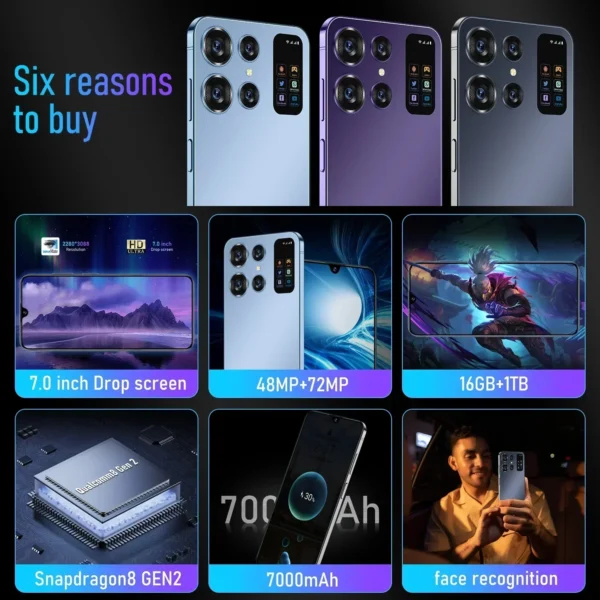 Original Mobile Phones Deals Note40 Smartphone 7.0 inch Full Screen 4G 5G Cell Phone 7000mAh 16GB+1TB Brand New Phones Global - Image 2