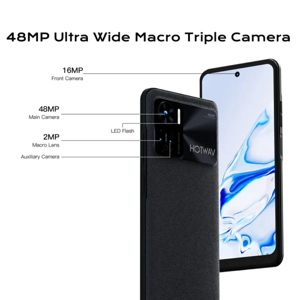 HOTWAV Note 12 8GB+128GB Smartphone 6.8'' HD+ Android 13 NFC Octa-Core Mobile Phone 48MP 6180mAh PD3.0 20W Charging Cellphone - Image 4