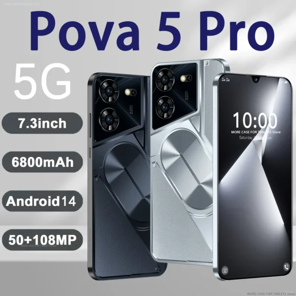 Global Version Pova 5 Pro Smartphone 22G+2TB 7.3 HD Screen Android 14 6800mAh 5G Gaming Phone Celulare Dual SimFace Unlocked NFC