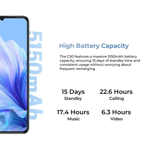 Oukitel C50 5G Smartphone Android 14 6.8“ HD Waterdrop Display 5150mAh Battery 8GB+128GB Mobile phone 50MP+5MP Camera CellPhone - Image 4