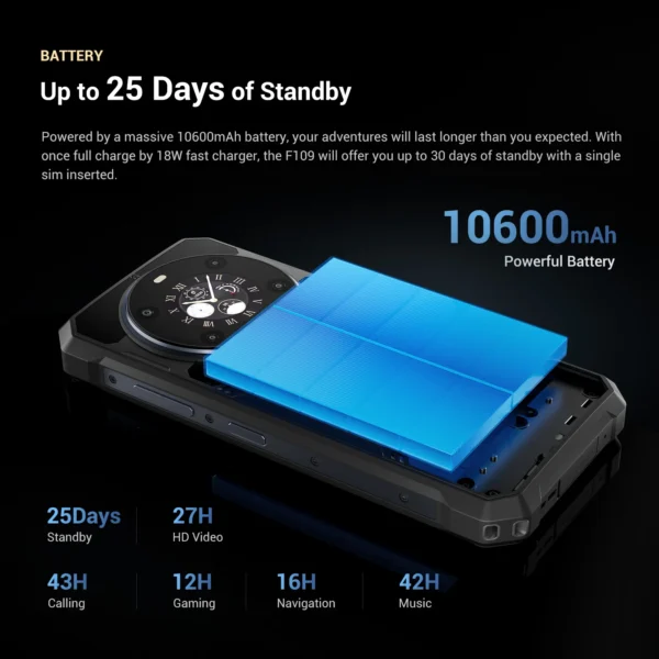 Fossibot F109 5G Rugged Phone 6.745" Android 14 8GB+256GB Mobile Phone 10600mAh 64MP NFC Smartphone - Image 8