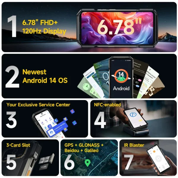 【World Premiere】Ulefone Armor 27T Pro 5G Rugged Phone 10600mAh Android 14 Smartphone 50MP+64MP Night Camera 6.78" 24GB+256GB NFC - Image 6