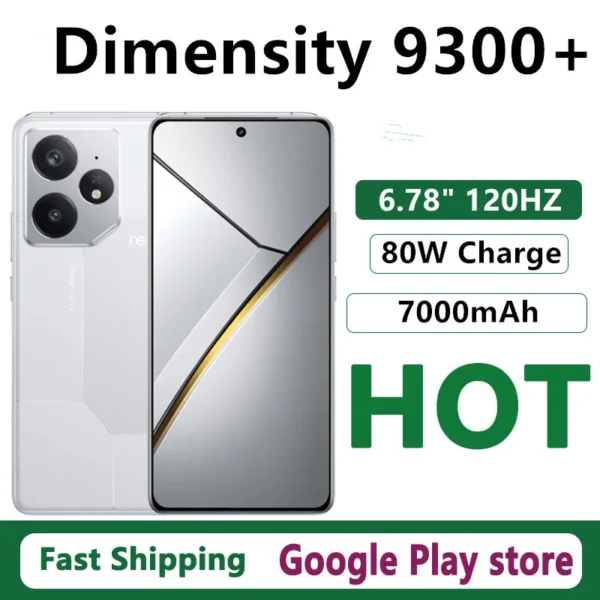 Original Realme GT NEO 7 Mobile Phone Dimensity 9300+ Android 15.0 OTA 6.78" OLED 120HZ 50.0MP Camera 80W Charge 7000mAh Battery