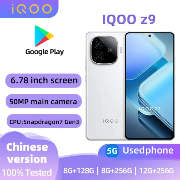 iQOO Z9 5G Mobile Phone Snapdragon 7 Gen 3 Dual SIM 6.78" 80W Fast charging 6000mAh used phone
