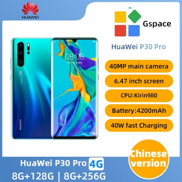 Original CN Version Huawei P30 Pro Smartphone Android 6.47 inch 40MP Camera 128GB/512GB Google Play Store Mobile used phones