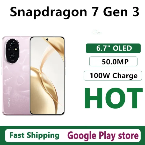 Original Honor 200 Mobile Phone Snapdragon 7 Gen 3 Android 14.0 OTA 6.7" OLED 120HZ 50.0MP Camera 100W Charge 5200mAh Battery